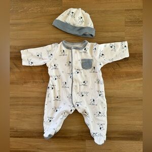 Little Me Puppy Print Sleeper & Hat